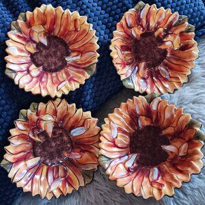 Sunflower Snacking! Set of 4 Dipping/Snack Plates